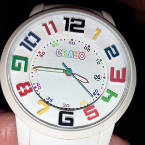 GENTLY WORN CRAYO FESTIVAL UNISEX QUARTZ WATCH W/ DATE, WHITE